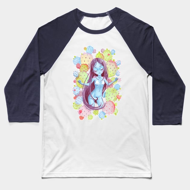 Cactus Girl Baseball T-Shirt by Freeminds